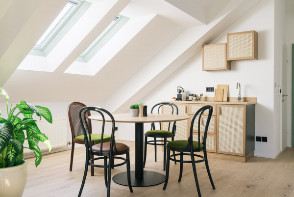 Kitchenette in a Smart Family Atelier at Bio-Hotel Schani Wienblick