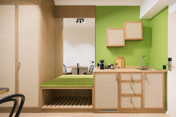 Kitchenette in a Smart Studio Room at Bio-Hotel Schani Wienblick